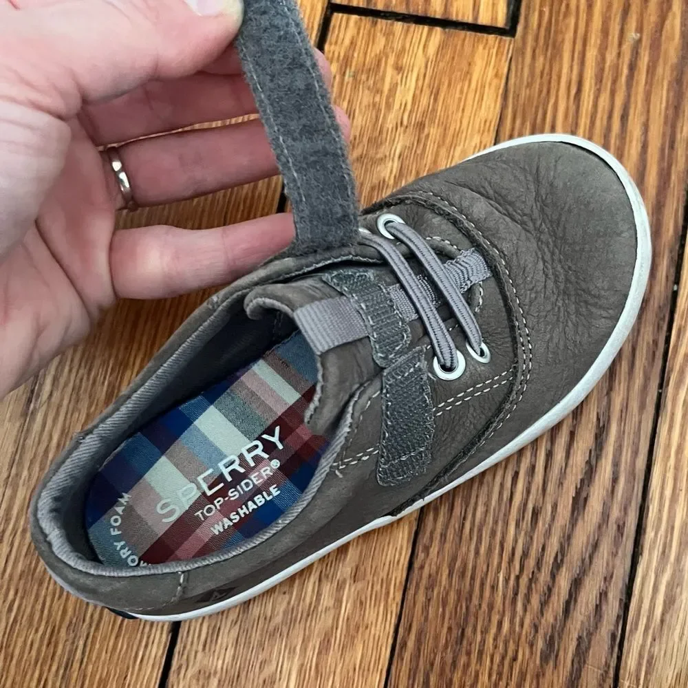 Sperry Topsider Little Kid's Grey Spinnaker Washable Junior Sneaker Size 8.5